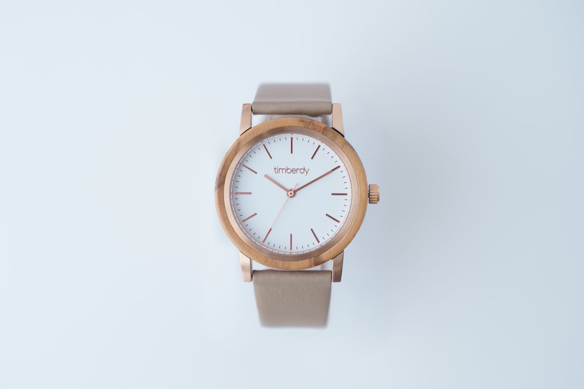 timberdy3.0 white - ピンクゴールド｜スコッチガードレザー【モカベージュ】