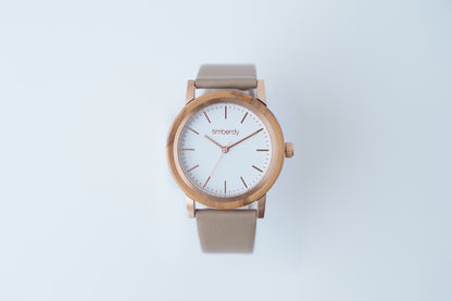 timberdy3.0 white - ピンクゴールド｜スコッチガードレザー【モカベージュ】