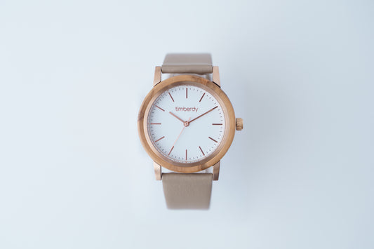 timberdy3.0 white - ピンクゴールド｜スコッチガードレザー【モカベージュ】
