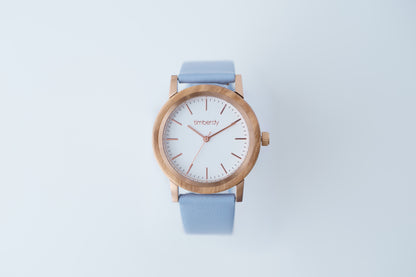 timberdy3.0 white - ピンクゴールド｜スコッチガードレザー【スカイブルー】