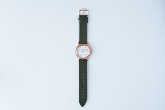 timberdy3.0 white - ピンクゴールド｜栃木レザー【オリーブ】