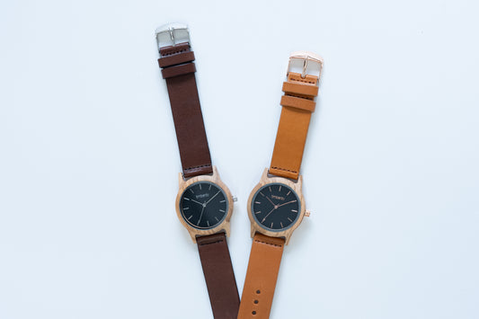 timberdy2.0 black ペアウォッチ 栃木レザーベルト（ブラウン×キャメル）